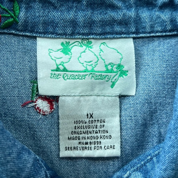 Vintage Cherry Embroidered Denim Jacket Shirt The Quacker Factory - Picture 11 of 13